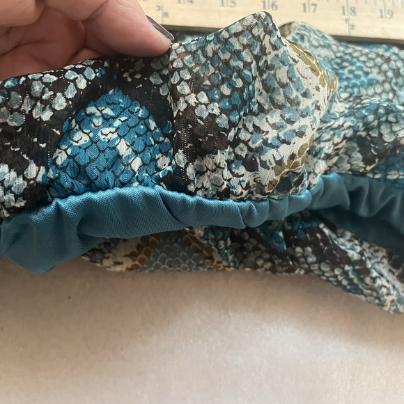 Sara Michelle Shirt Women 2X Blue‎ Gray Snake Print Flowy Sheer Lined Pullover - Picture 7 of 11